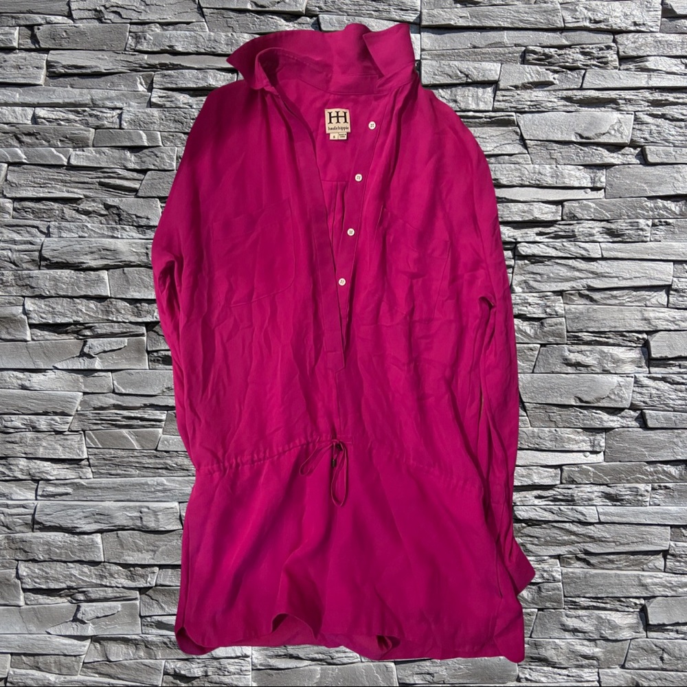 Adorable Haute Hippy romper in hot pink silk